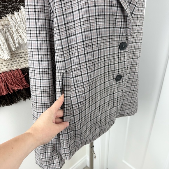 Free People Cali Plaid Blazer Neutral Grey Sz XL - Picture 6 of 13